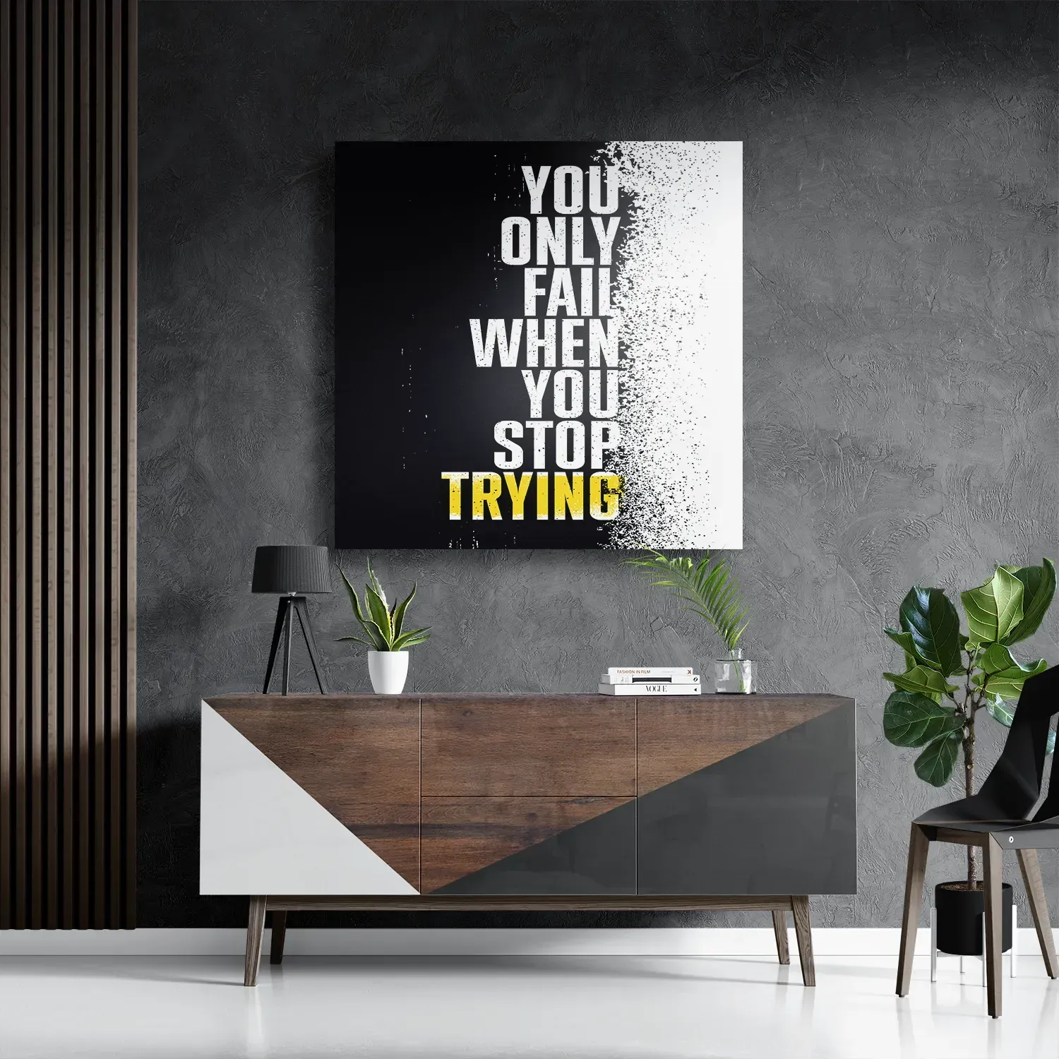 Schilderij Only Fail When You Stop Trying Vierkant Template D Vierkant Sport 17 3