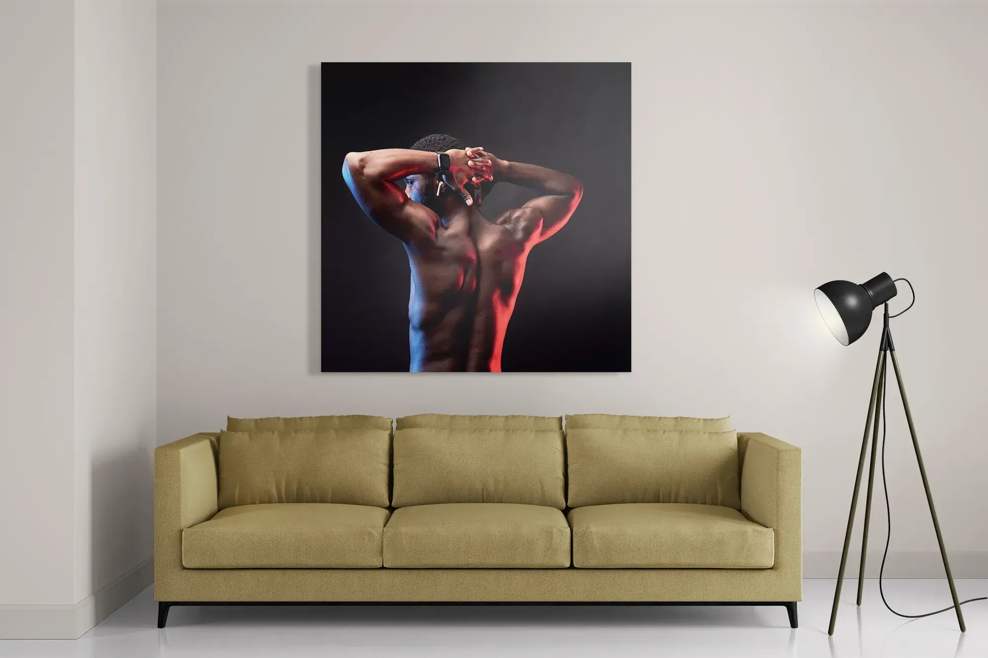 Schilderij Sportieve Donkere Man Vierkant Template D Vierkant Sport 19 2