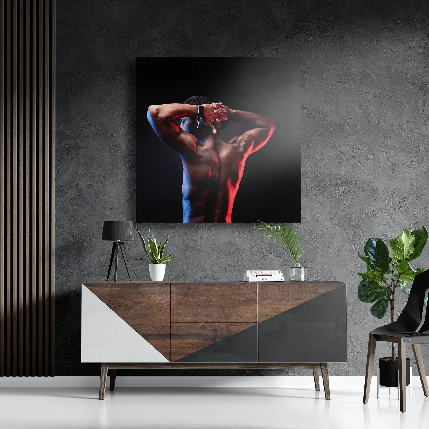 Schilderij Sportieve Donkere Man Vierkant Template D Vierkant Sport 19 3