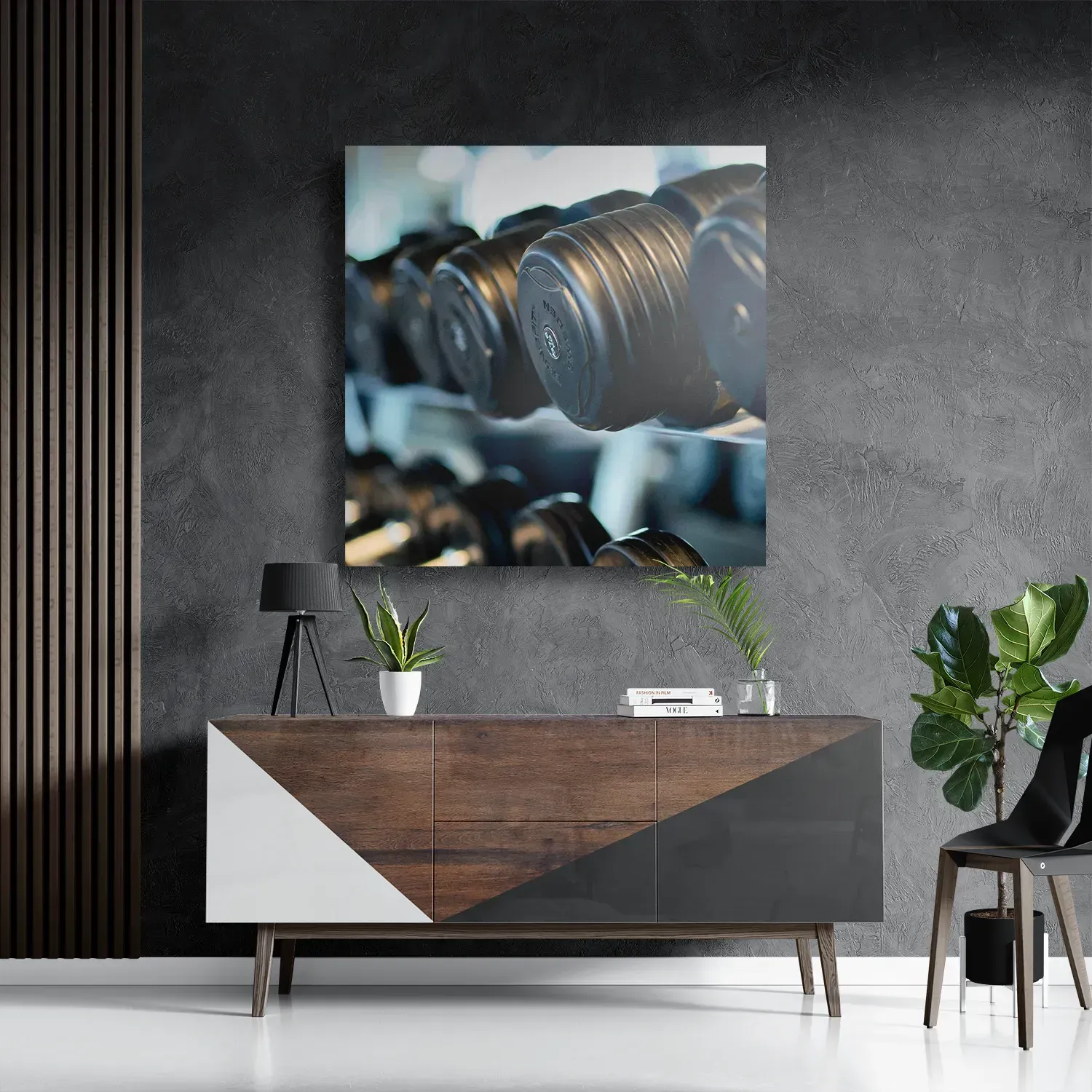 Schilderij Halters In De Sportschool Vierkant Template D Vierkant Sport 5 3