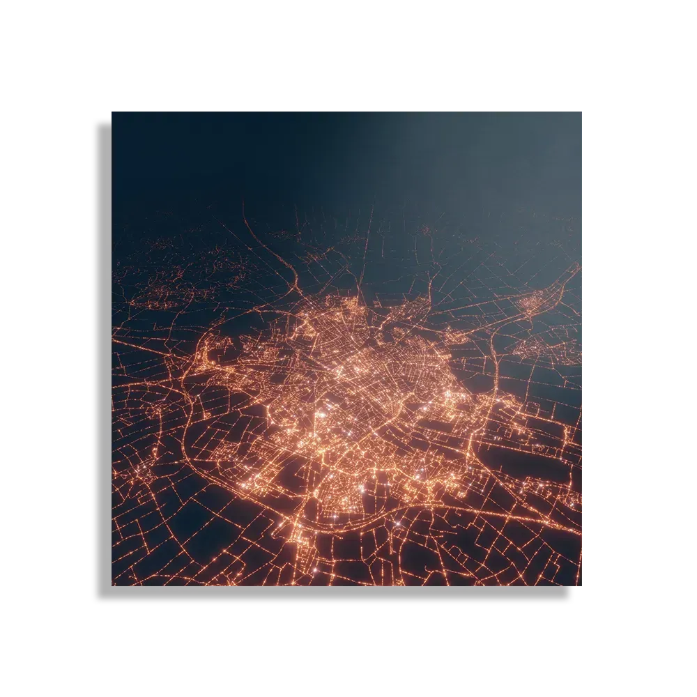 Schilderij Luchtfoto Nacht 01 Vierkant Template D Vierkant Steden 106 1