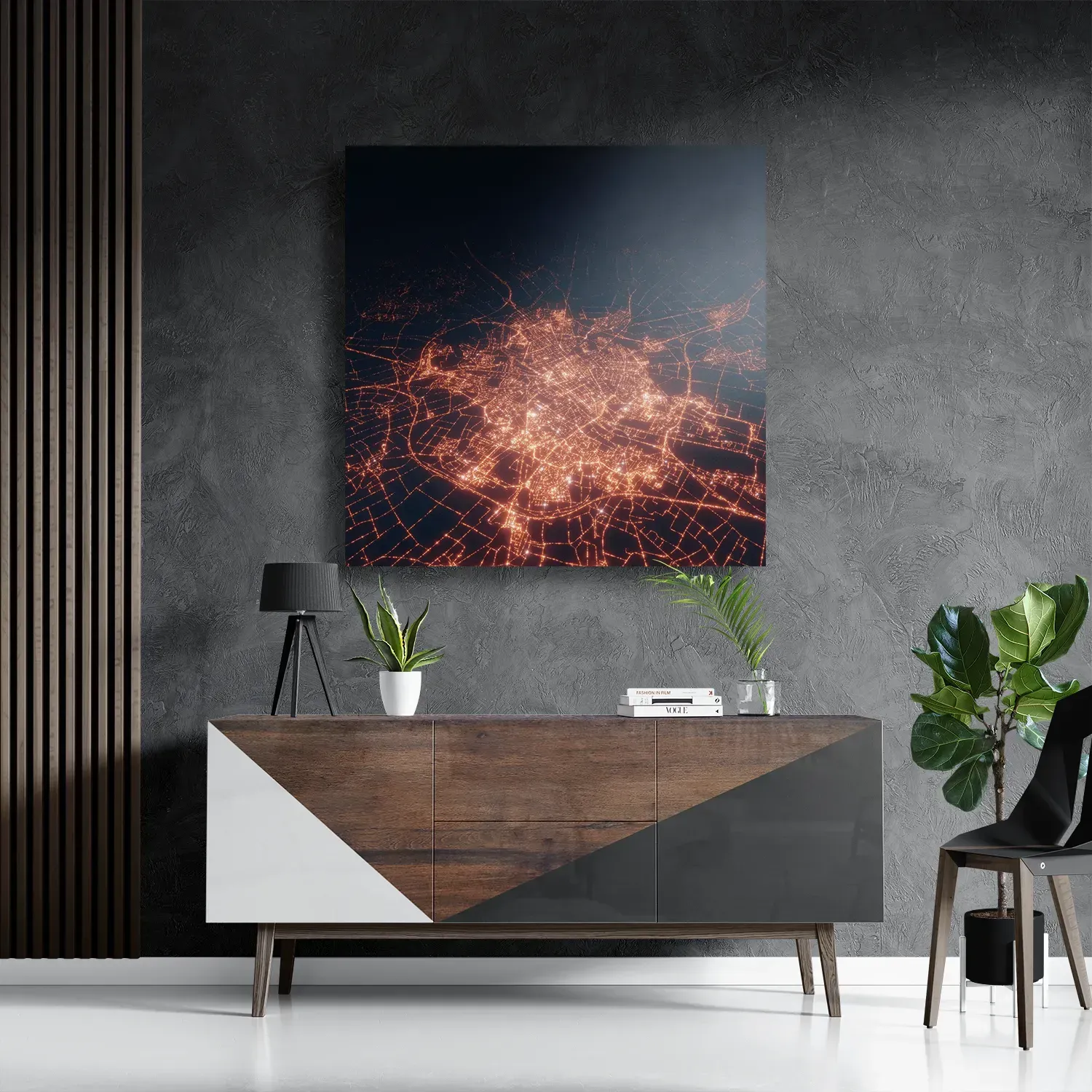 Schilderij Luchtfoto Nacht 01 Vierkant Template D Vierkant Steden 106 3