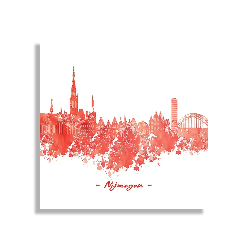 Schilderij Skyline Nijmgen Watercolor Paint Vierkant Template D Vierkant Steden 12 1