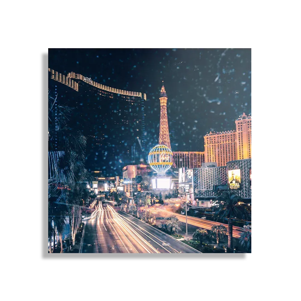 Schilderij Las Vegas at Night Vierkant Template D Vierkant Steden 16 1