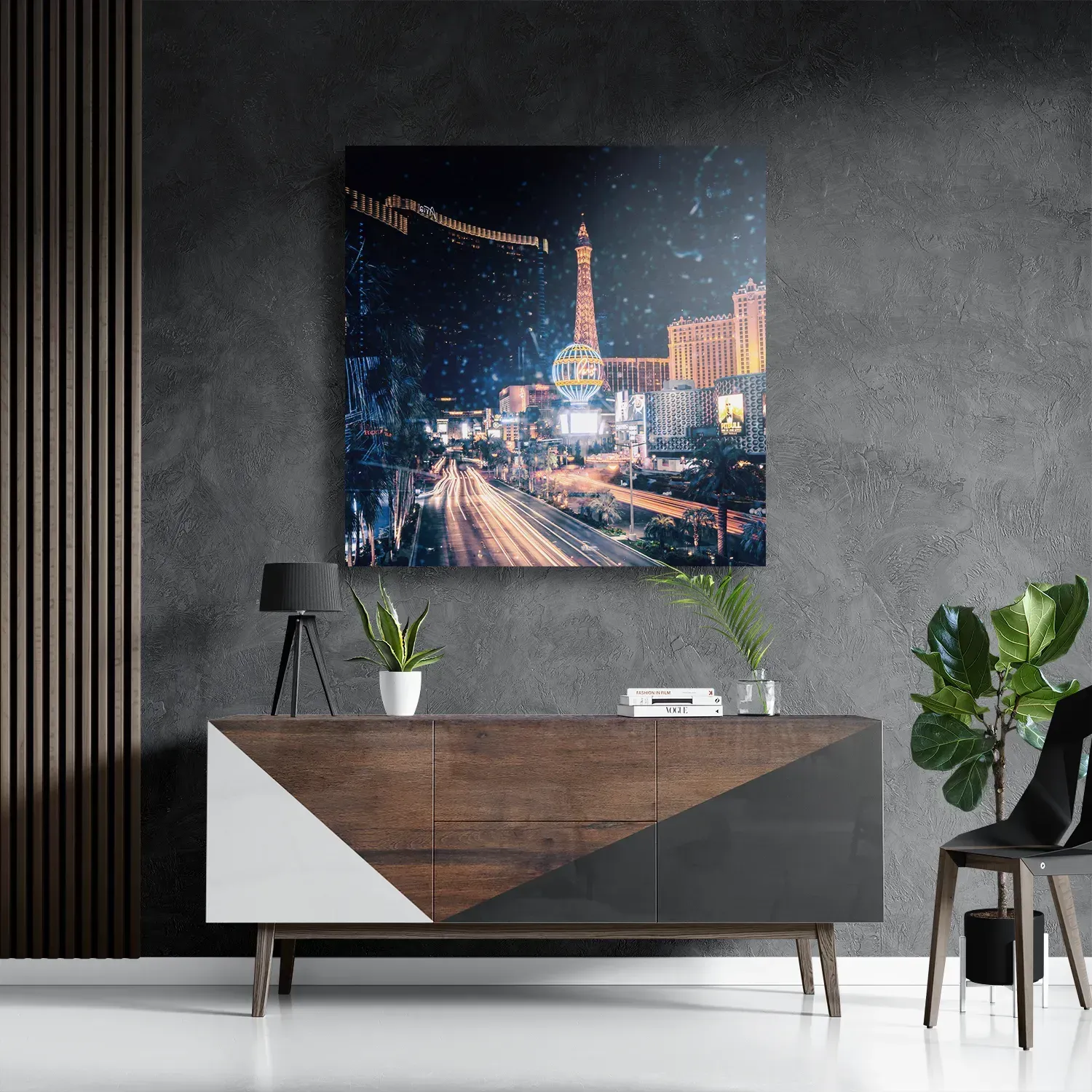 Schilderij Las Vegas at Night Vierkant Template D Vierkant Steden 16 3