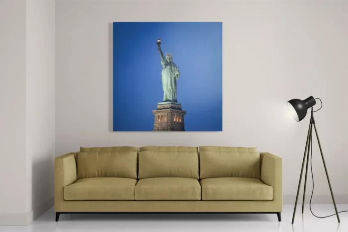 Schilderij Vrijheidsbeeld New York Donker 01 Vierkant Template D Vierkant Steden 18 2