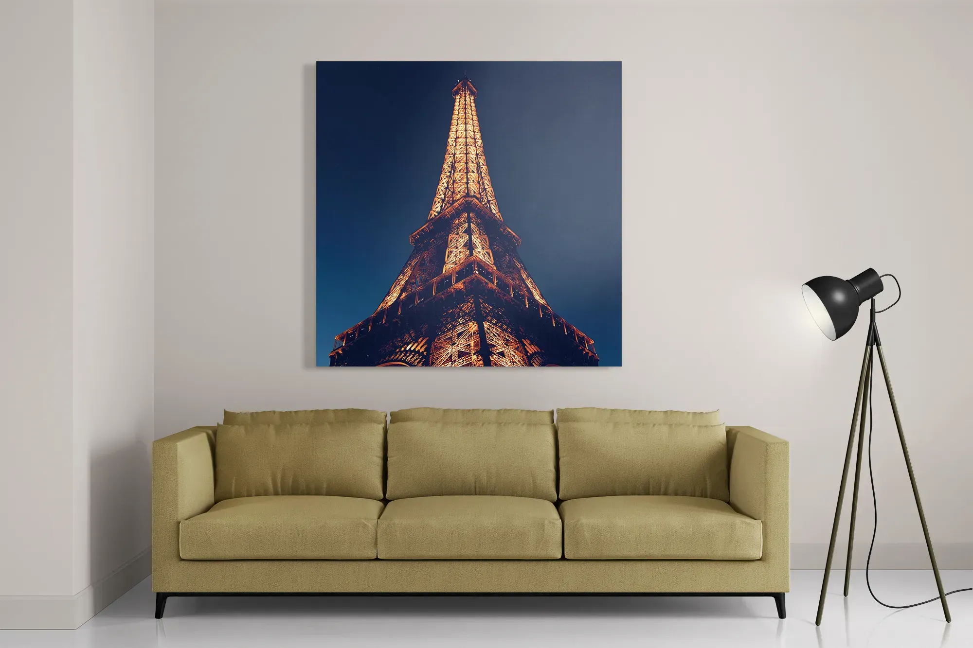 Schilderij Eiffeltoren Parijs at Night Vierkant Template D Vierkant Steden 23 2