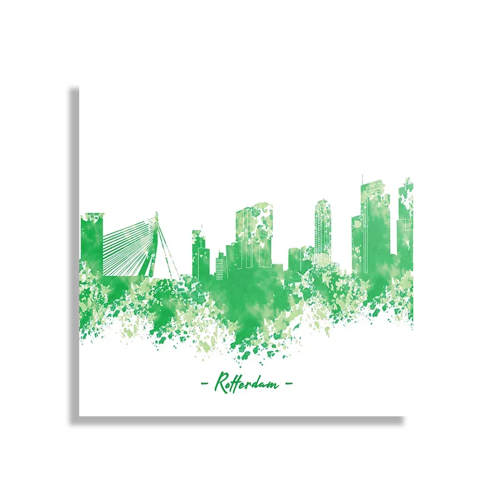 Schilderij Skyline Rotterdam Watercolor Paint Vierkant Template D Vierkant Steden 53 1