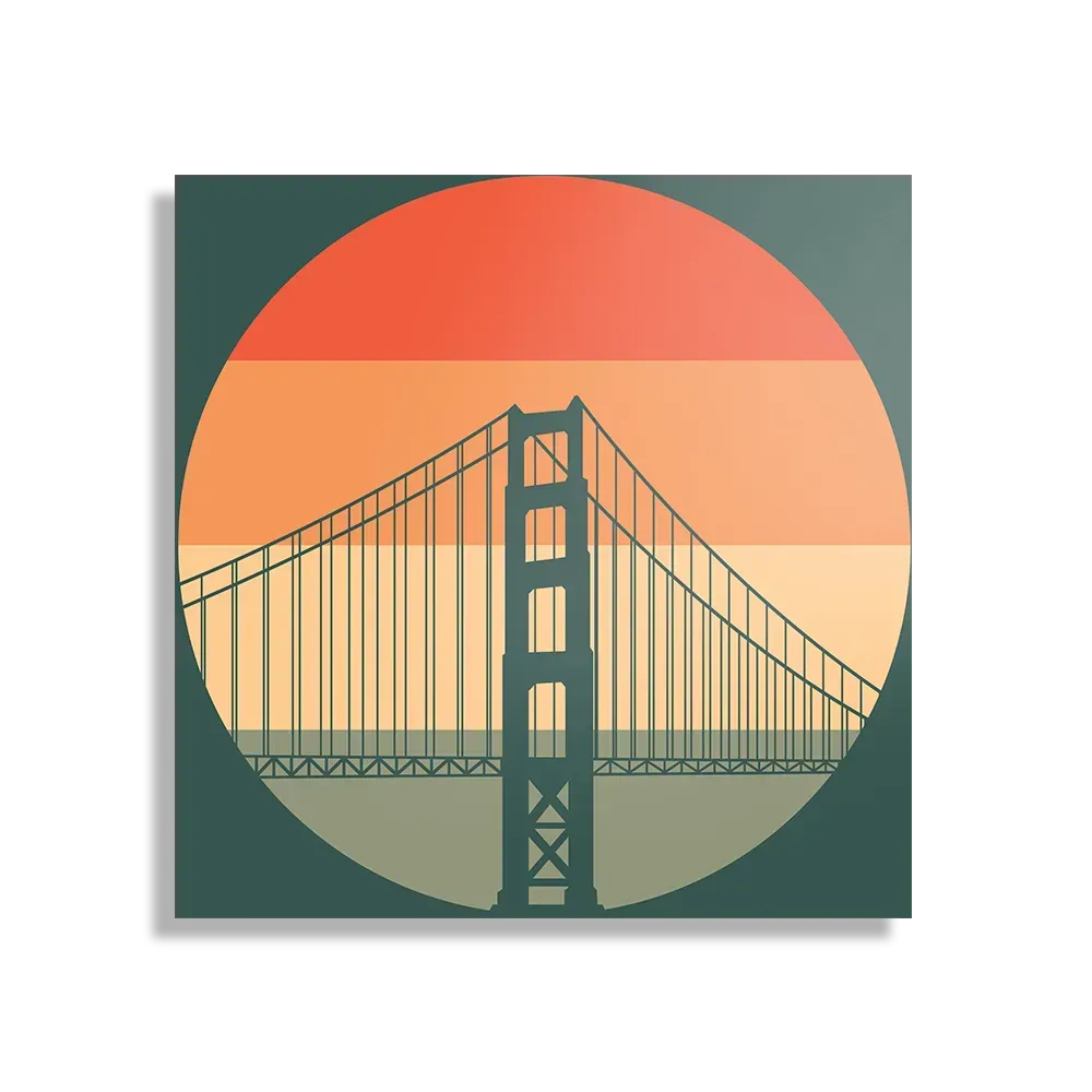Schilderij San Francisco 1976 Golden Gate Bridge Vierkant Template D Vierkant Steden 55 1