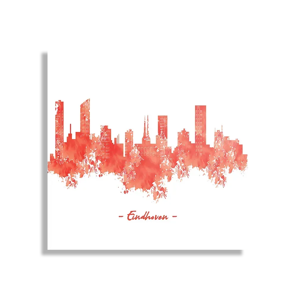 Schilderij Skyline Eindhoven Watercolor Paint Vierkant Template D Vierkant Steden 6 1