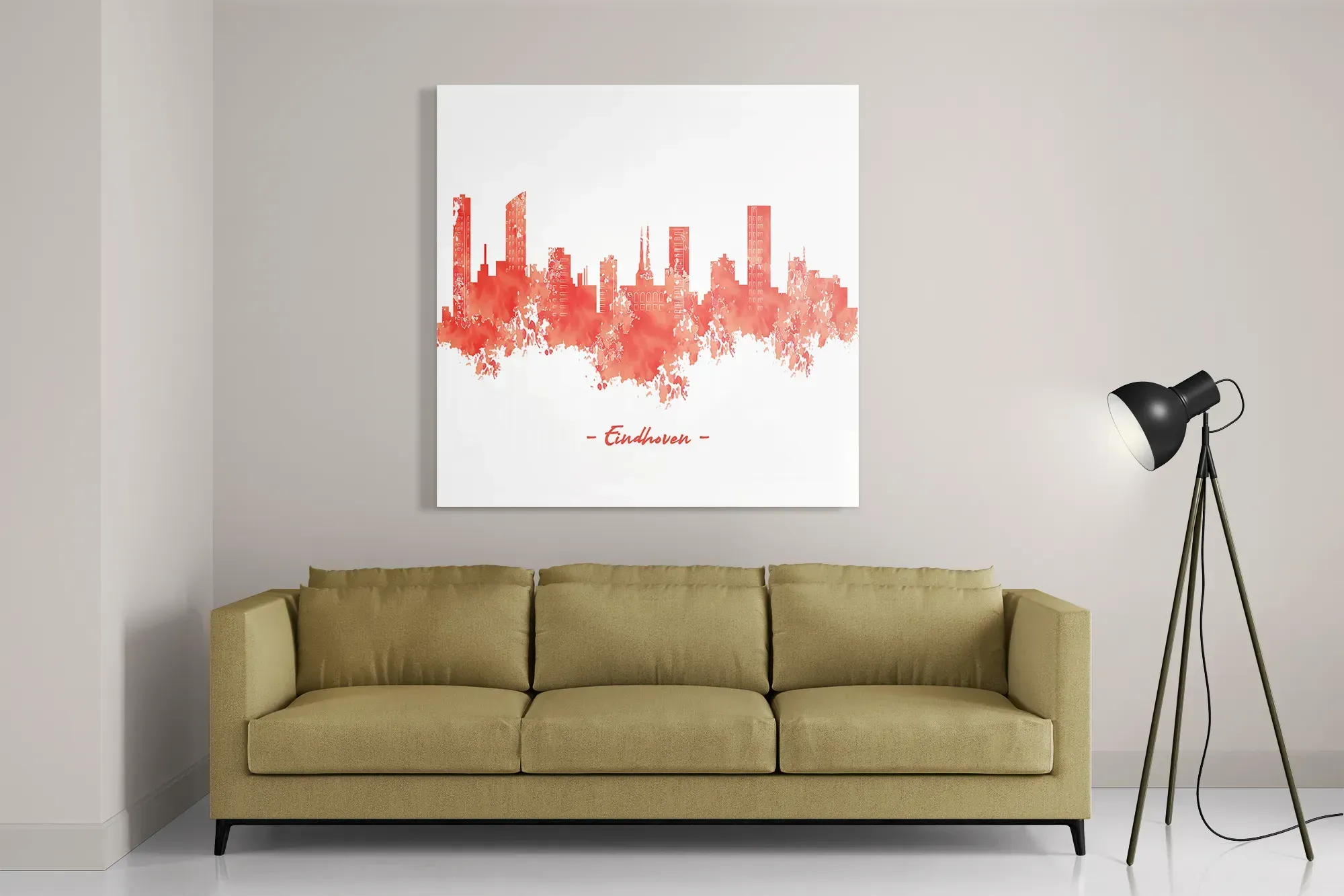 Schilderij Skyline Eindhoven Watercolor Paint Vierkant Template D Vierkant Steden 6 2