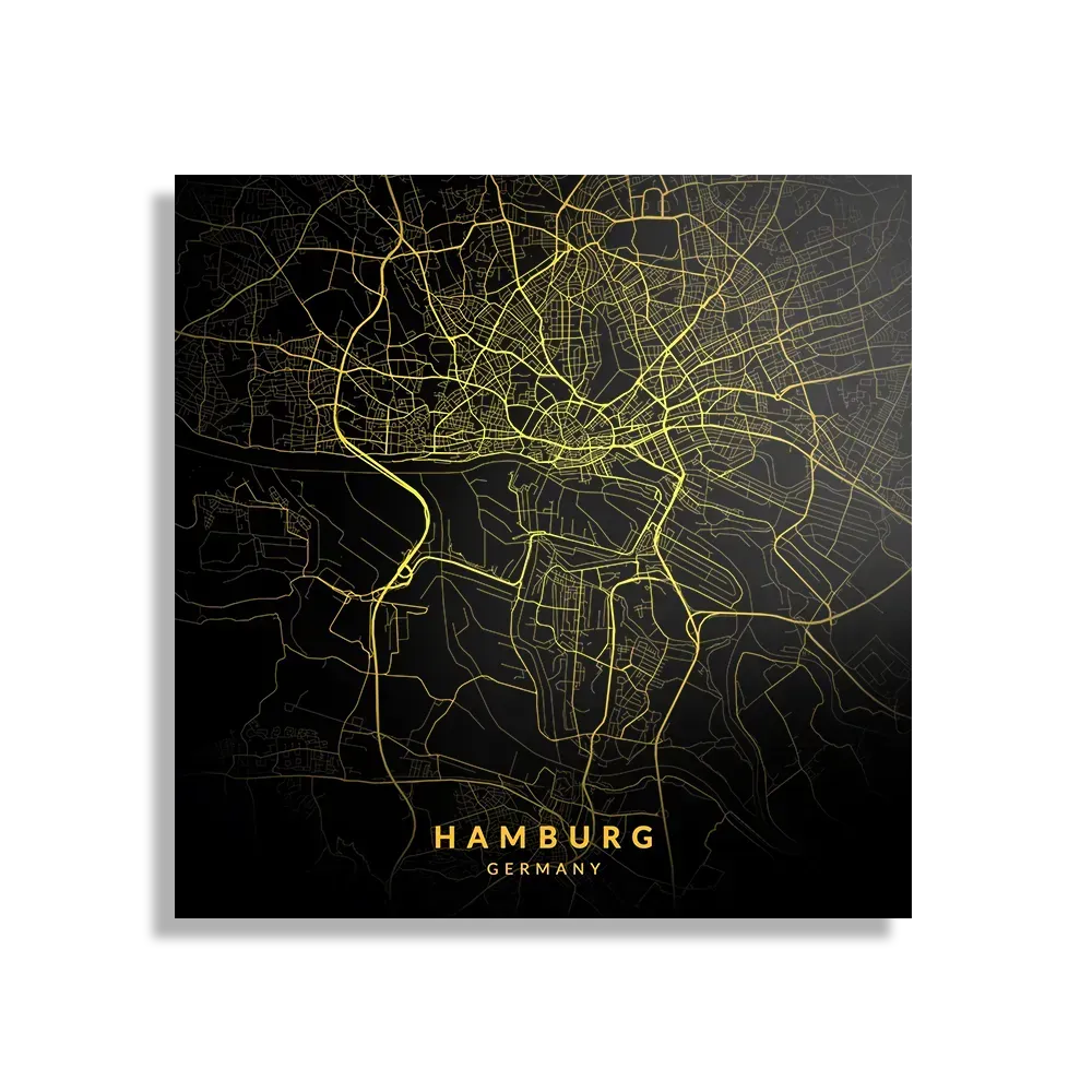 Schilderij Hamburg Plattegrond Zwart Geel Vierkant Template D Vierkant Steden 66 1