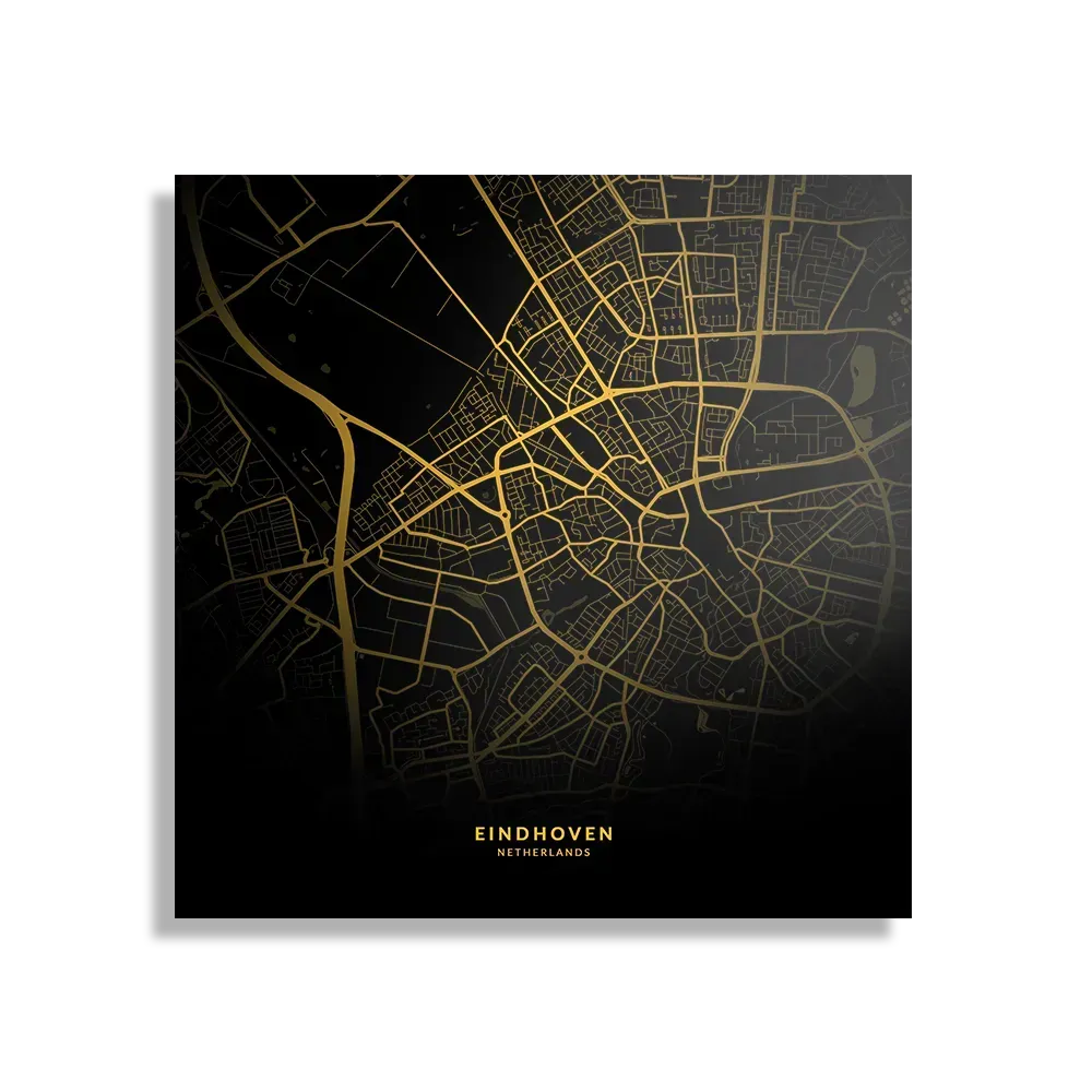 Schilderij Eindhoven Plattegrond Zwart Geel Vierkant Template D Vierkant Steden 83 1