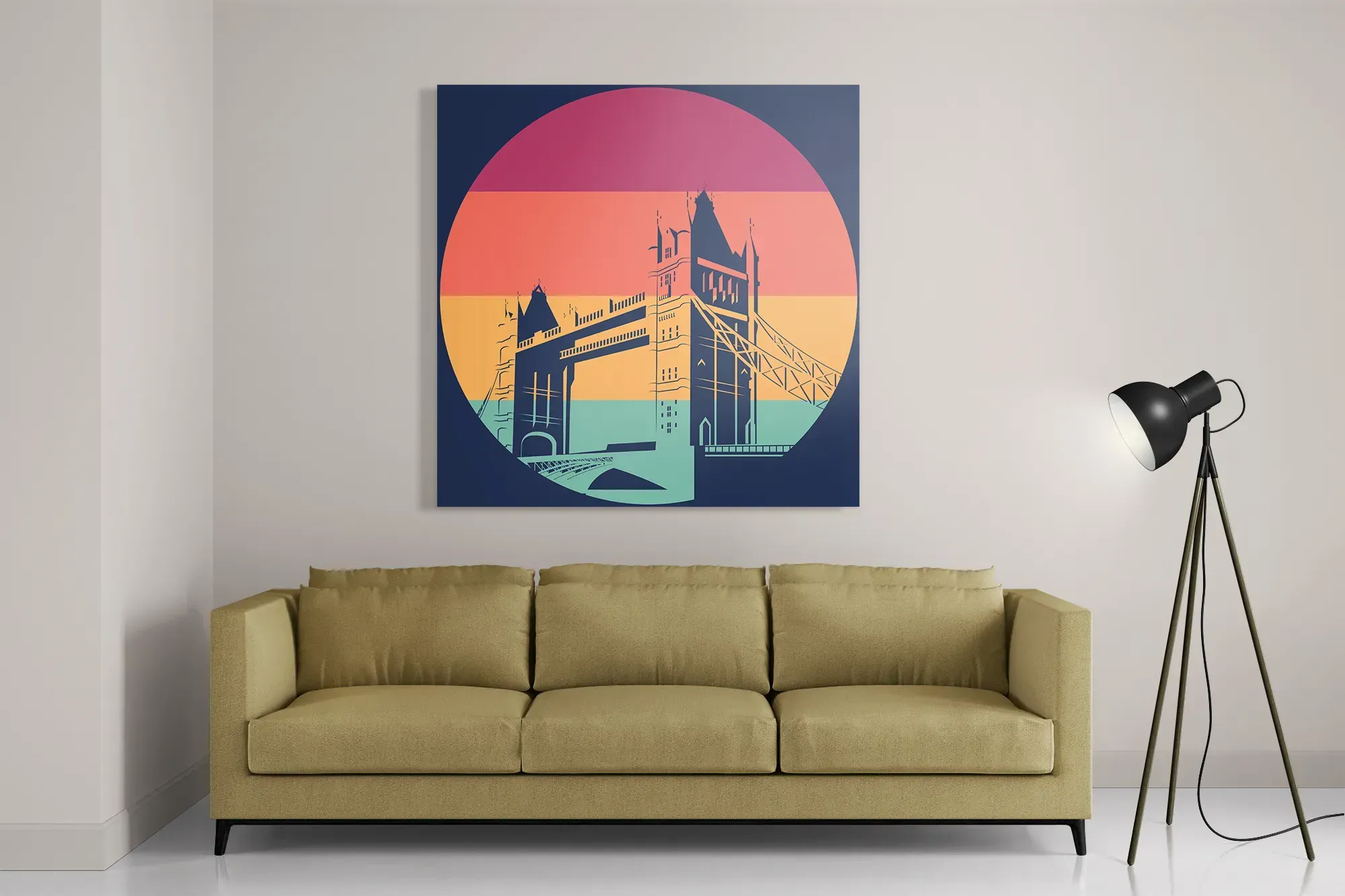 Schilderij London 1977 Illustratie Vierkant Template D Vierkant Steden 9 2