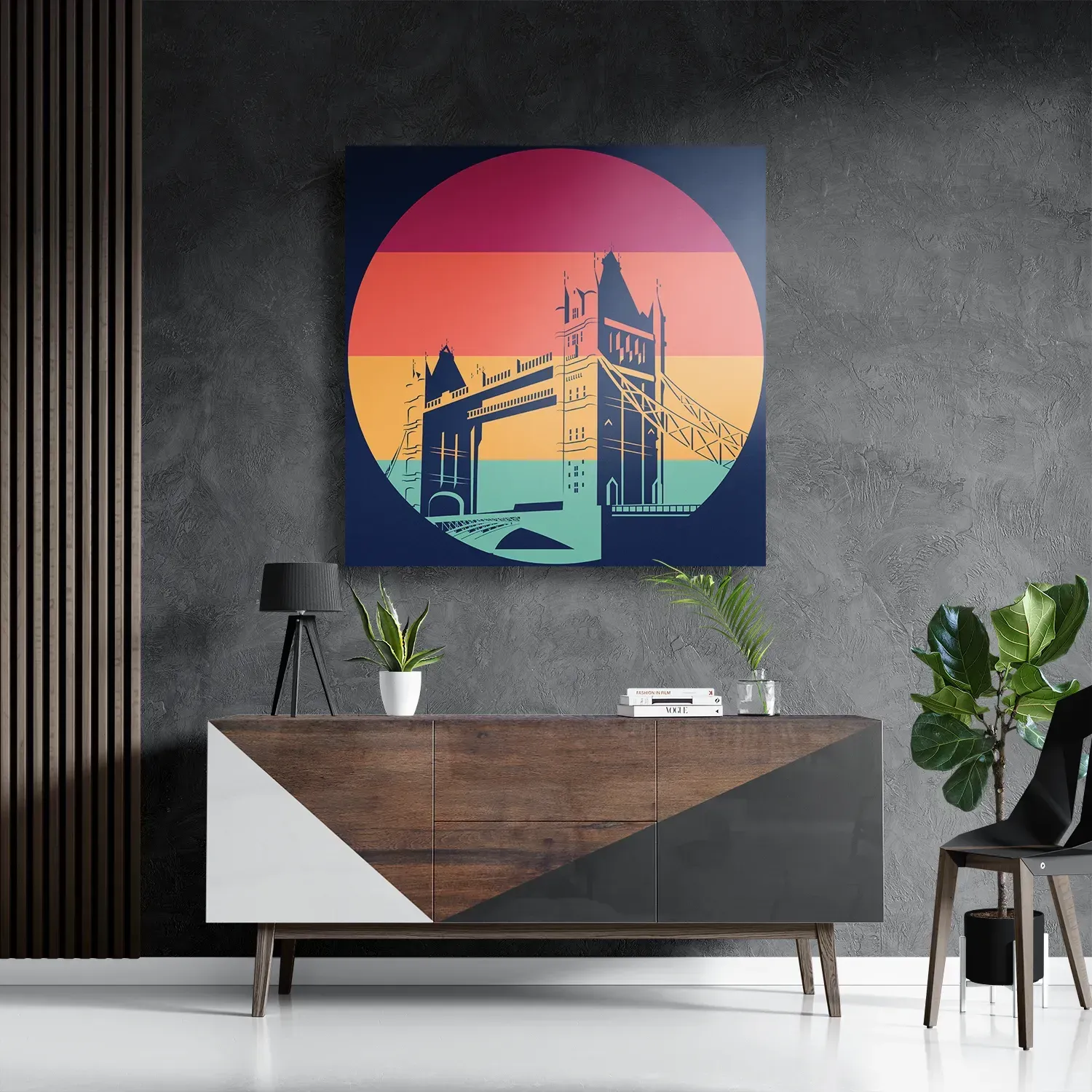 Schilderij London 1977 Illustratie Vierkant Template D Vierkant Steden 9 3