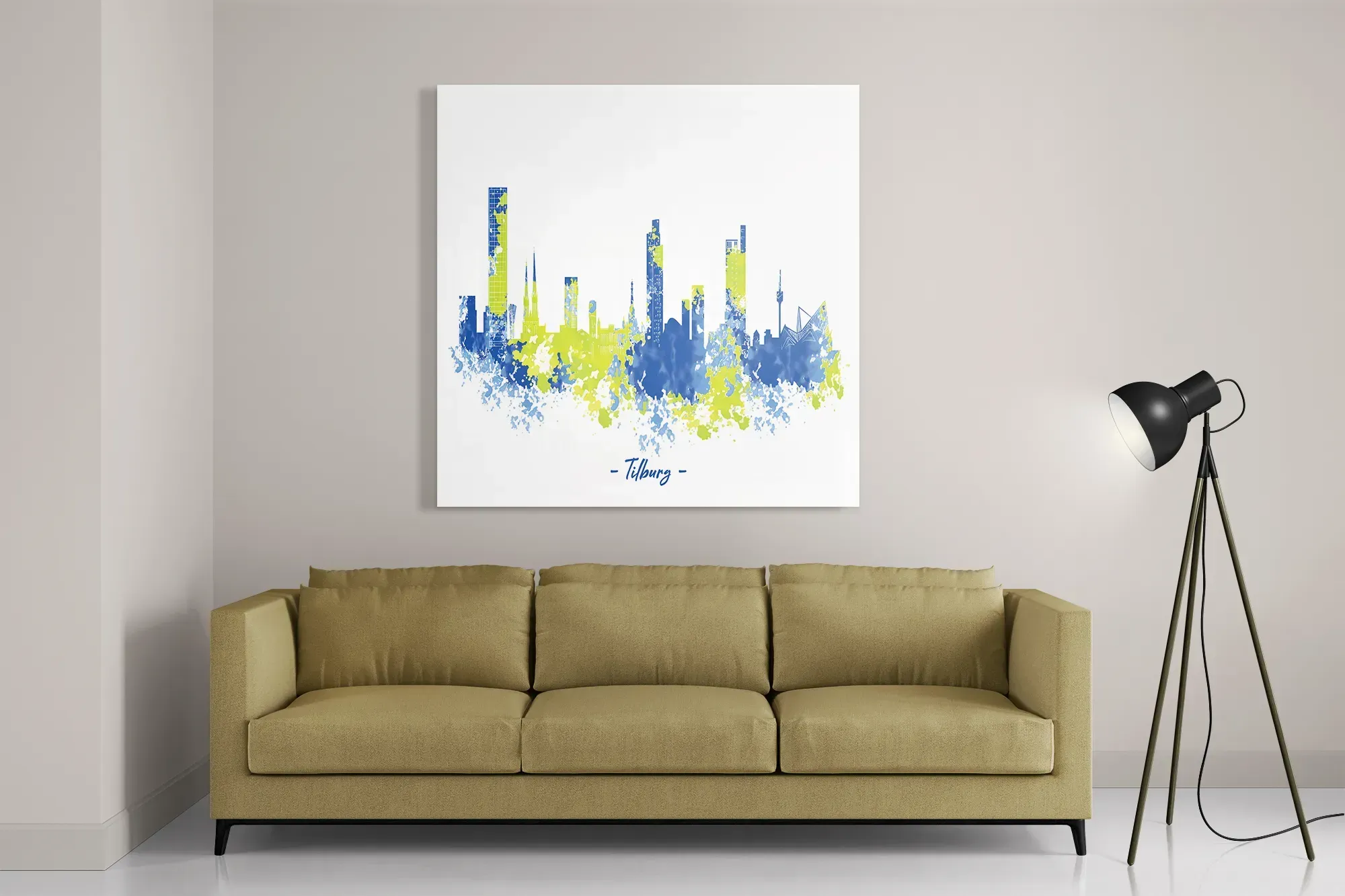 Template_D_Vierkant_Steden_97-2 Schilderij Skyline Tilburg Watercolor Paint Vierkant Template D Vierkant Steden 97 2