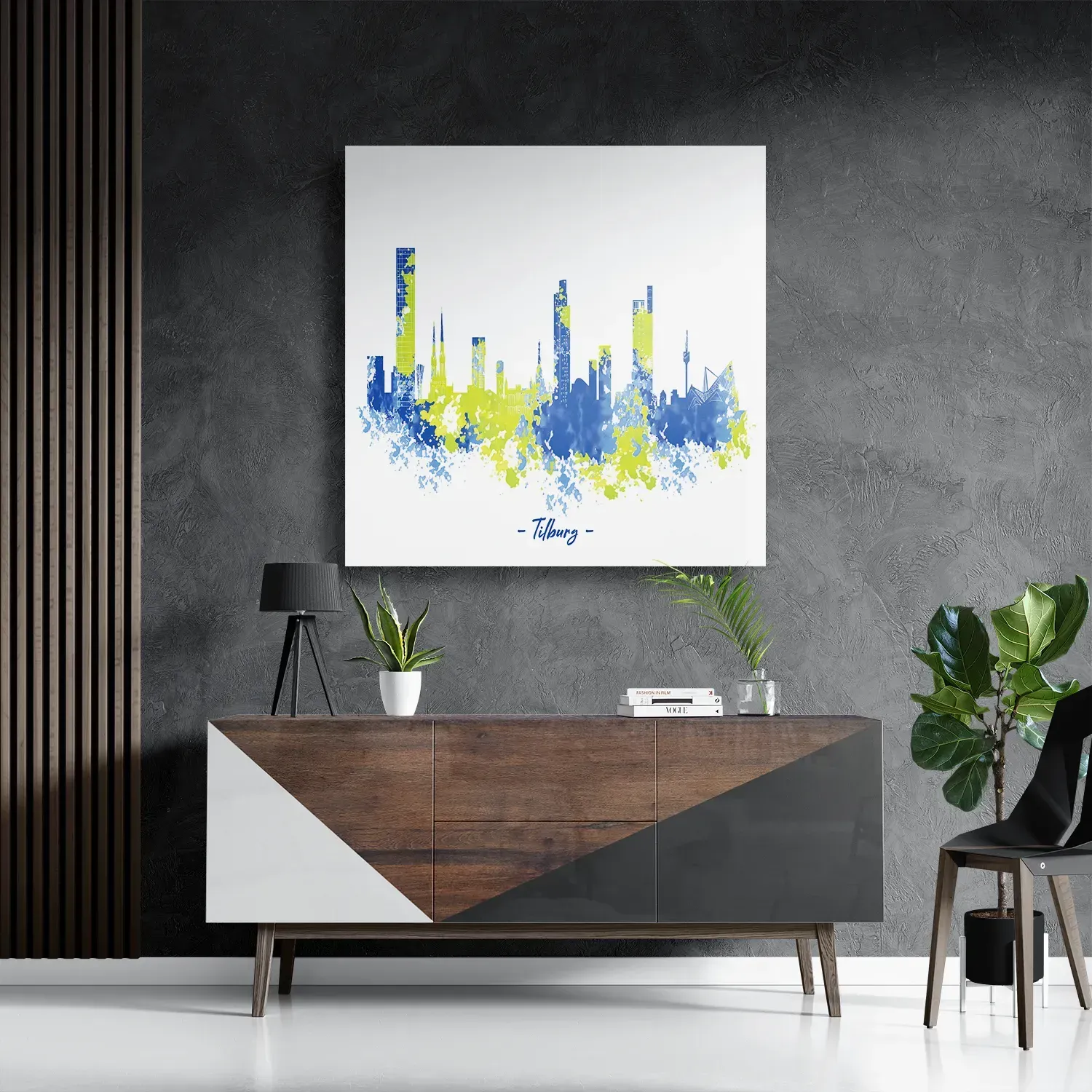 Template_D_Vierkant_Steden_97-3 Schilderij Skyline Tilburg Watercolor Paint Vierkant Template D Vierkant Steden 97 3