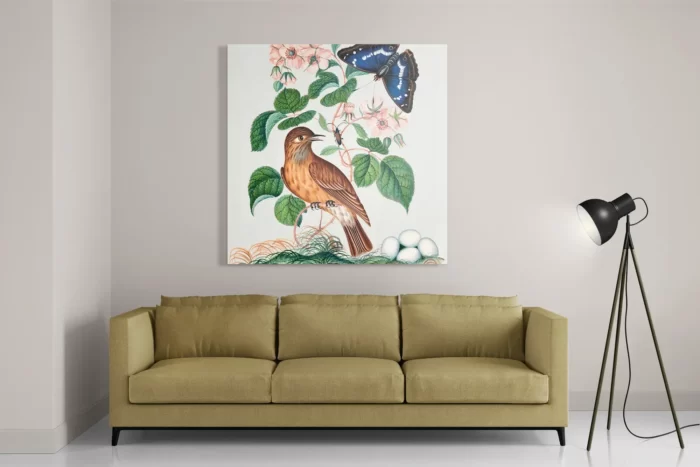 Schilderij Prent Natuur Vogel en Bloemen 01 Vierkant Template D Vierkant Vintage 1 2