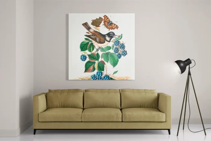 Schilderij Prent Natuur Vogel en Bloemen 14 Vierkant Template D Vierkant Vintage 14 2