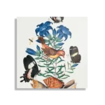 Schilderij Prent Natuur Vogel en Bloemen 02 Vierkant Template D Vierkant Vintage 2 1