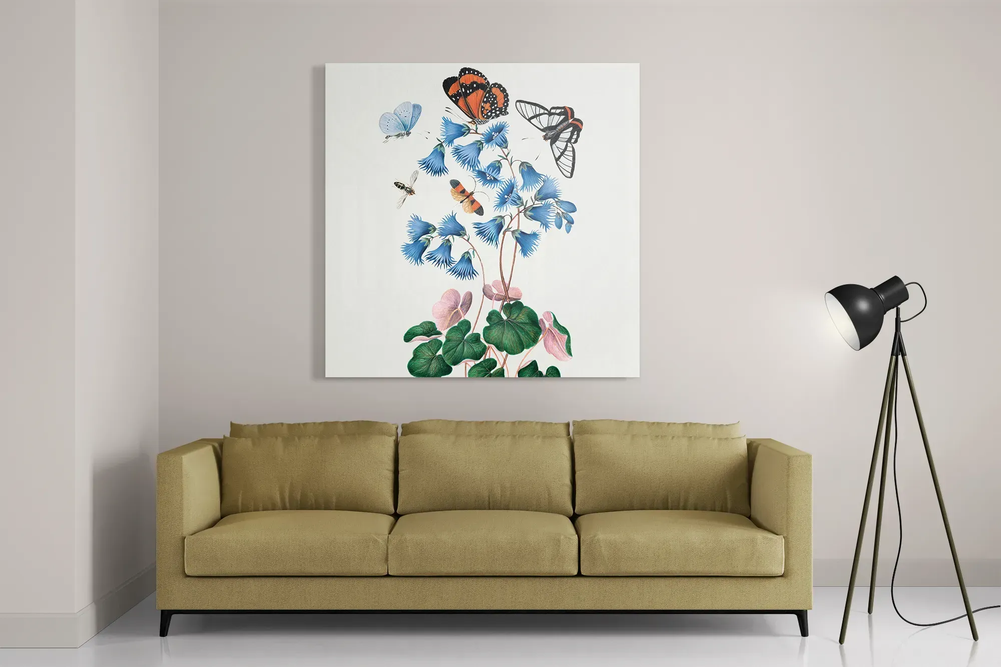 Schilderij Prent Natuur Vogel en Bloemen 04 Vierkant Template D Vierkant Vintage 4 2