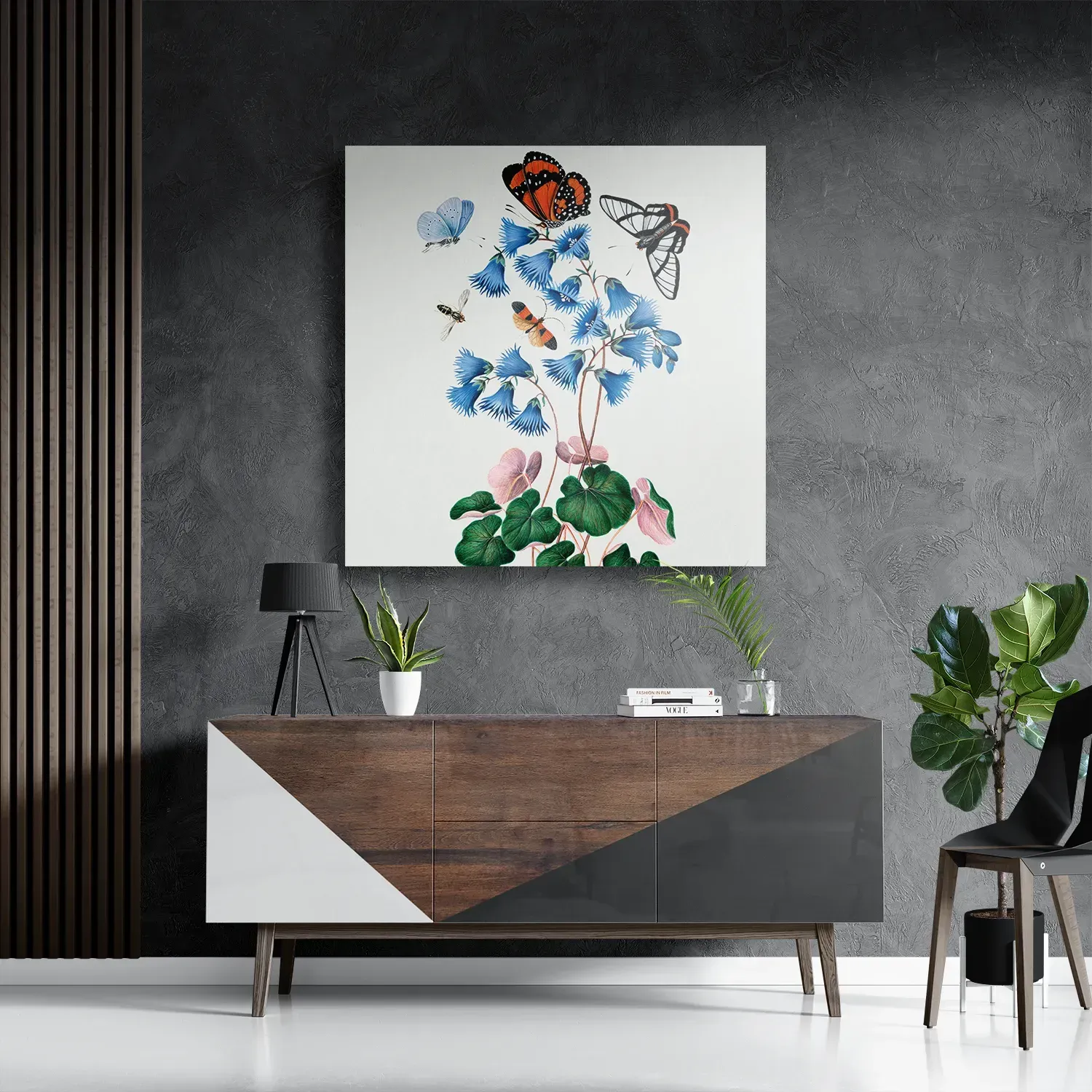 Schilderij Prent Natuur Vogel en Bloemen 04 Vierkant Template D Vierkant Vintage 4 3