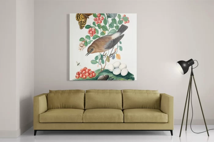 Schilderij Prent Natuur Vogel en Bloemen 05 Vierkant Template D Vierkant Vintage 5 2