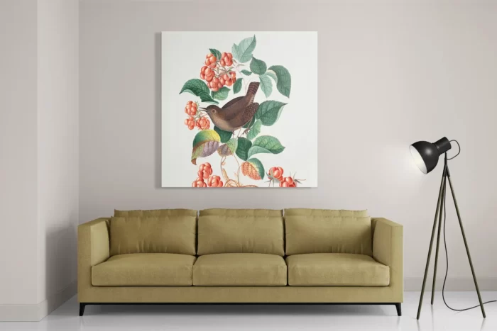 Schilderij Prent Natuur Vogel en Bloemen 08 Vierkant Template D Vierkant Vintage 8 2