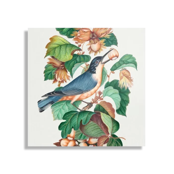 Schilderij Prent Natuur Vogel en Bloemen 09 Vierkant Template D Vierkant Vintage 9 1